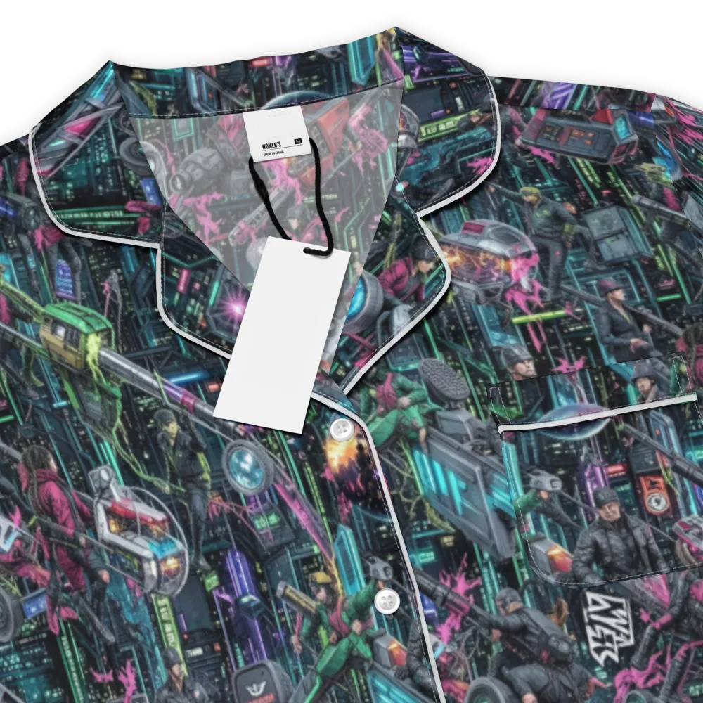 Neon Ruin Circuit on Women's Short Sleeve Pajama Top — Product details