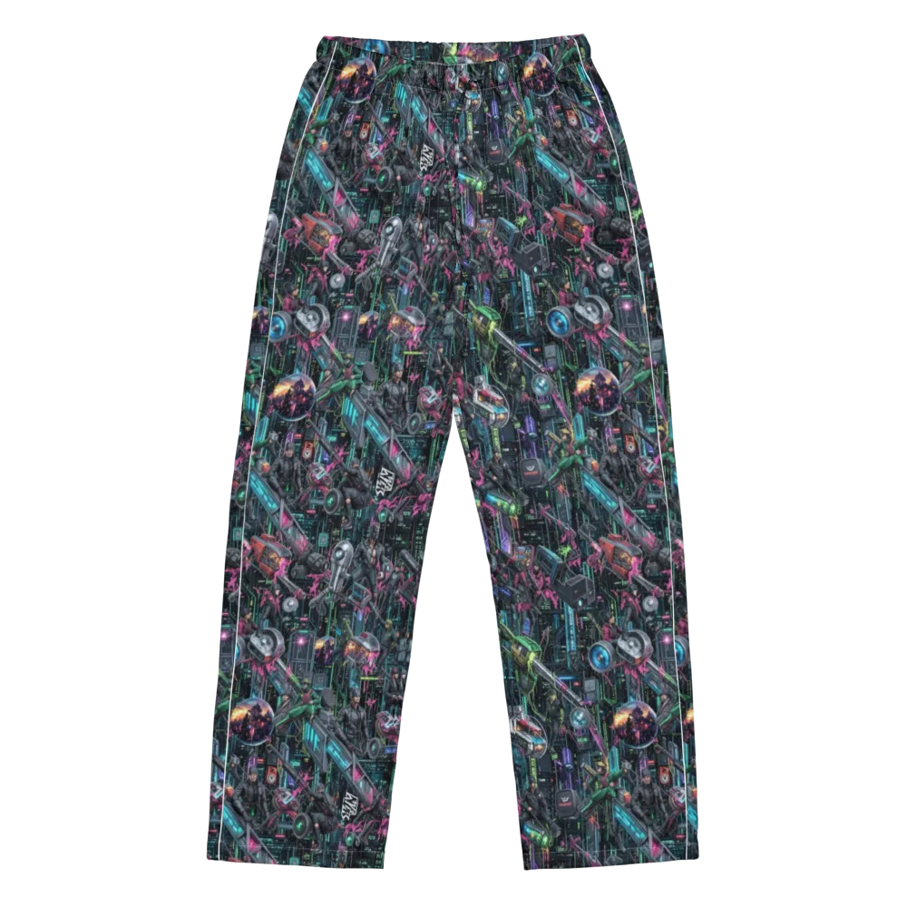 Neon Ruin Circuit on Women's Pajama Pants — Front