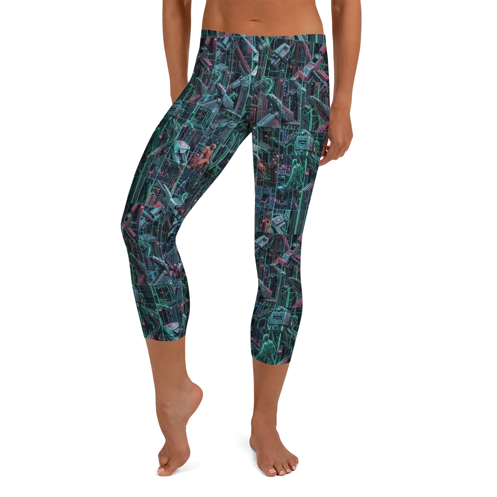 Circuit Nocturne on Capri Leggings — Front