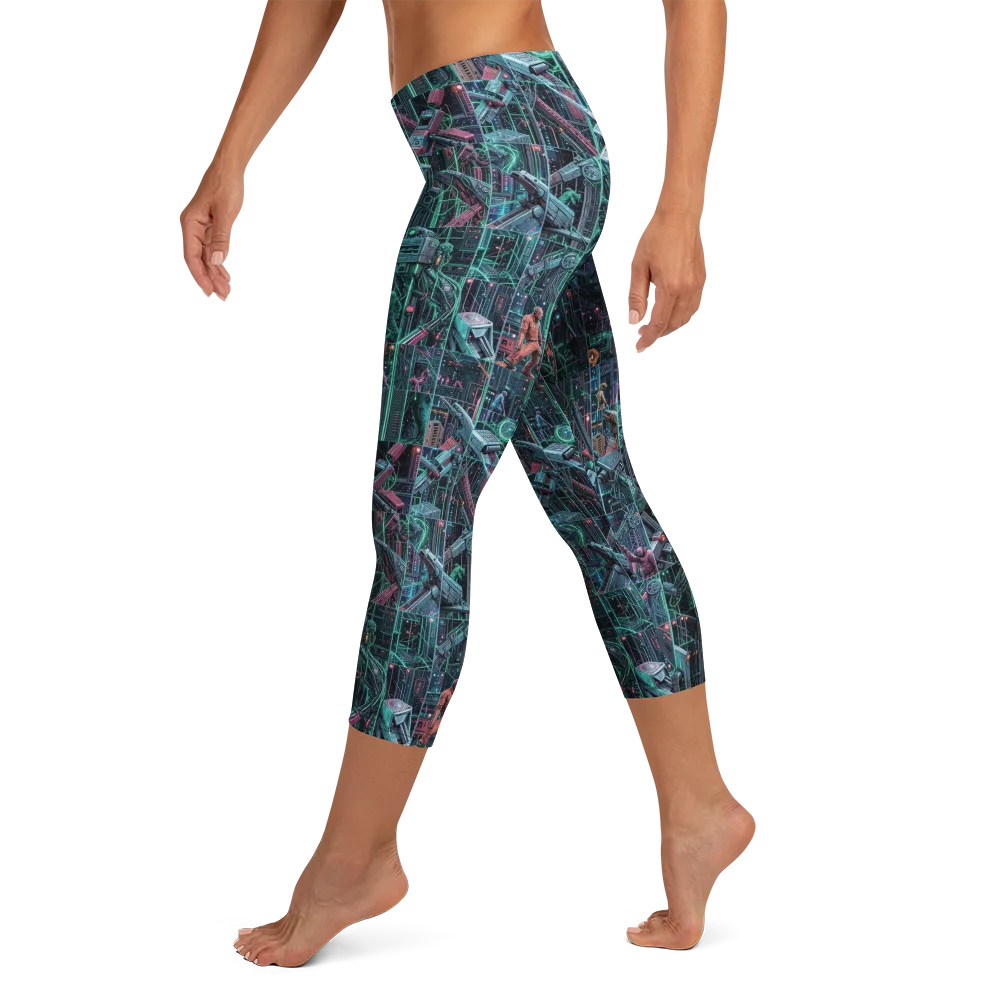 Circuit Nocturne on Capri Leggings — Left