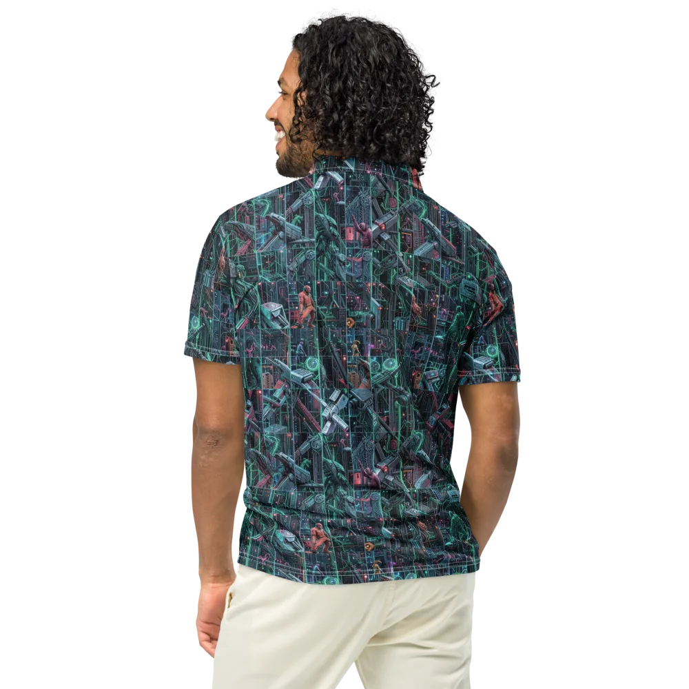 Circuit Nocturne on Men's Slim Fit Polo Shirt — Back