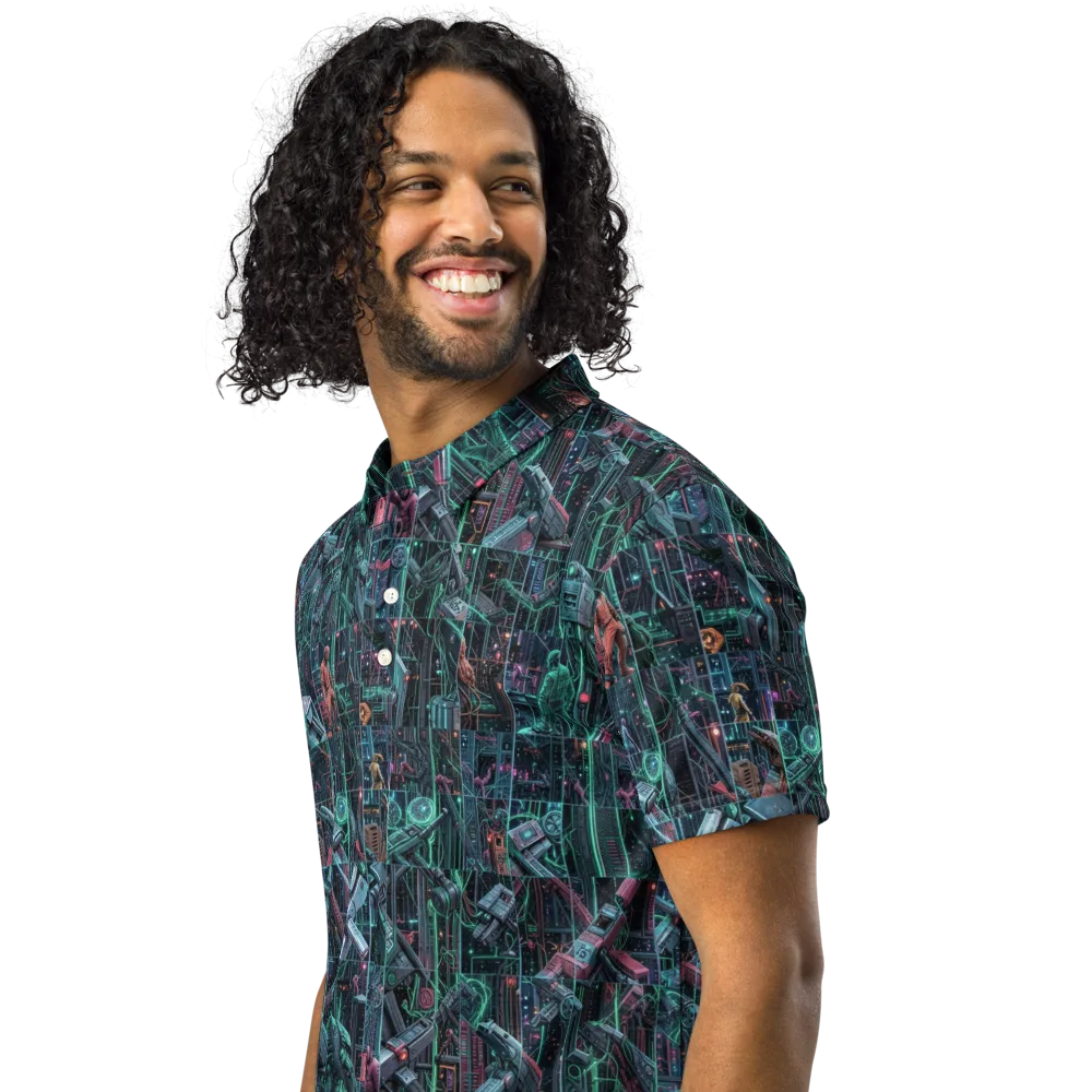 Circuit Nocturne on Men's Slim Fit Polo Shirt — Left Front