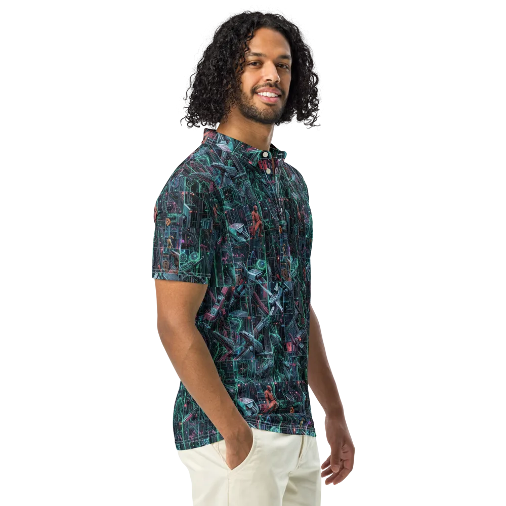Circuit Nocturne on Men's Slim Fit Polo Shirt — Right Front