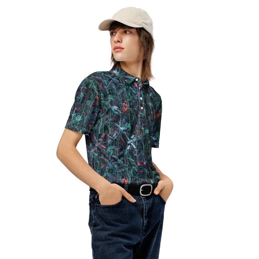 Circuit Nocturne on Men's Slim Fit Polo Shirt — Right Front