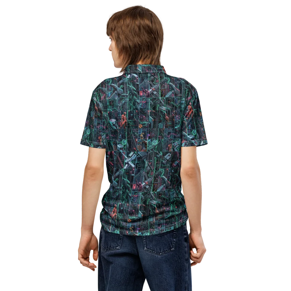 Circuit Nocturne on Men's Slim Fit Polo Shirt — Back