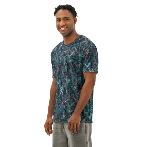 Circuit Nocturne on a Men's Cotton Crew Neck T-Shirt