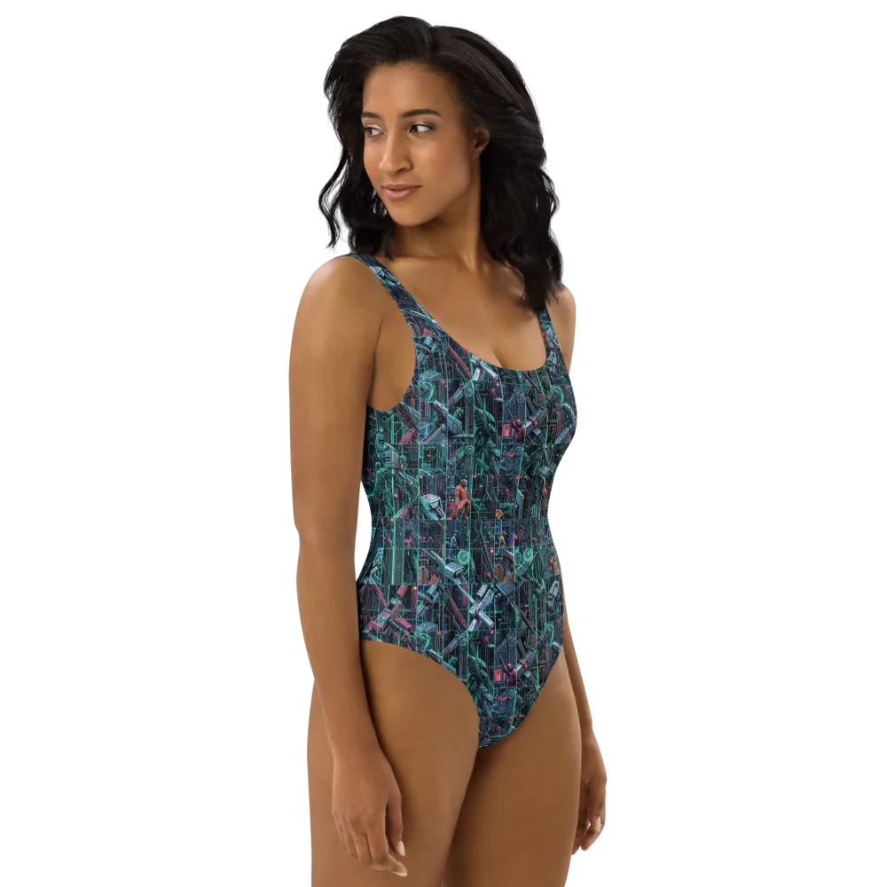 Circuit Nocturne on One-Piece Swimsuit — Right