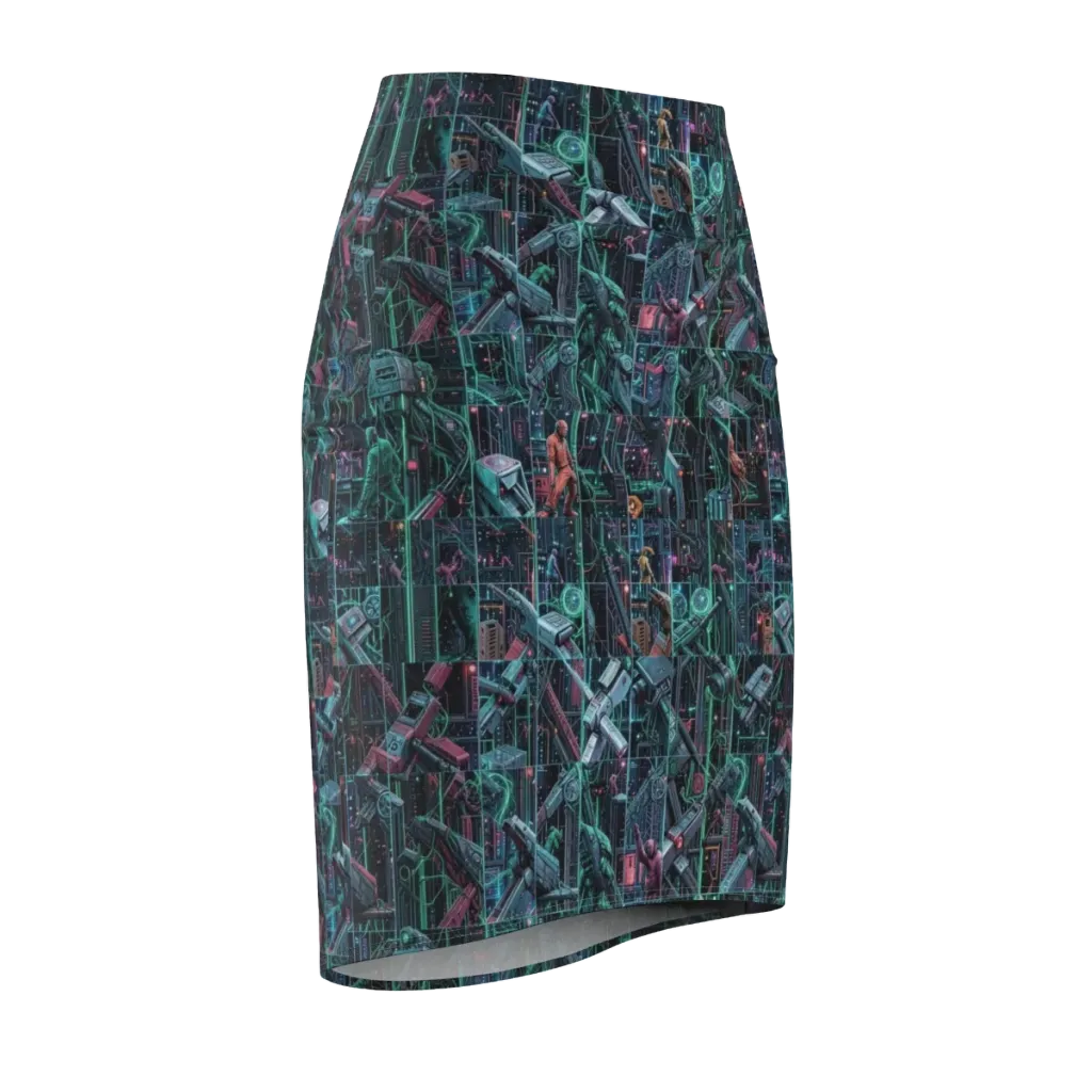 Circuit Nocturne on Pencil Skirt — Front Side
