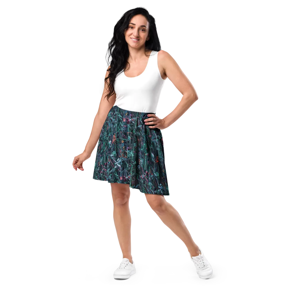 Circuit Nocturne on Skater Skirt — Front
