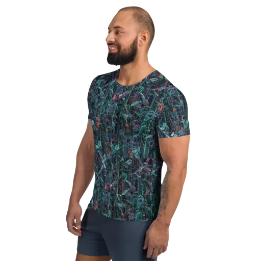 Circuit Nocturne on a Men's Athletic T-Shirt
