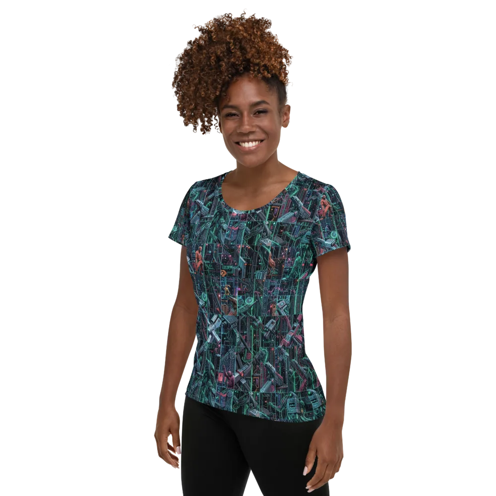 Circuit Nocturne on Women's Athletic T-Shirt — Left
