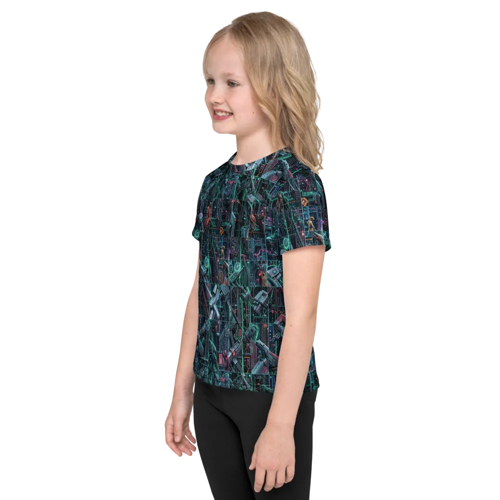 Circuit Nocturne on Kids Crew Neck T-Shirt — Left