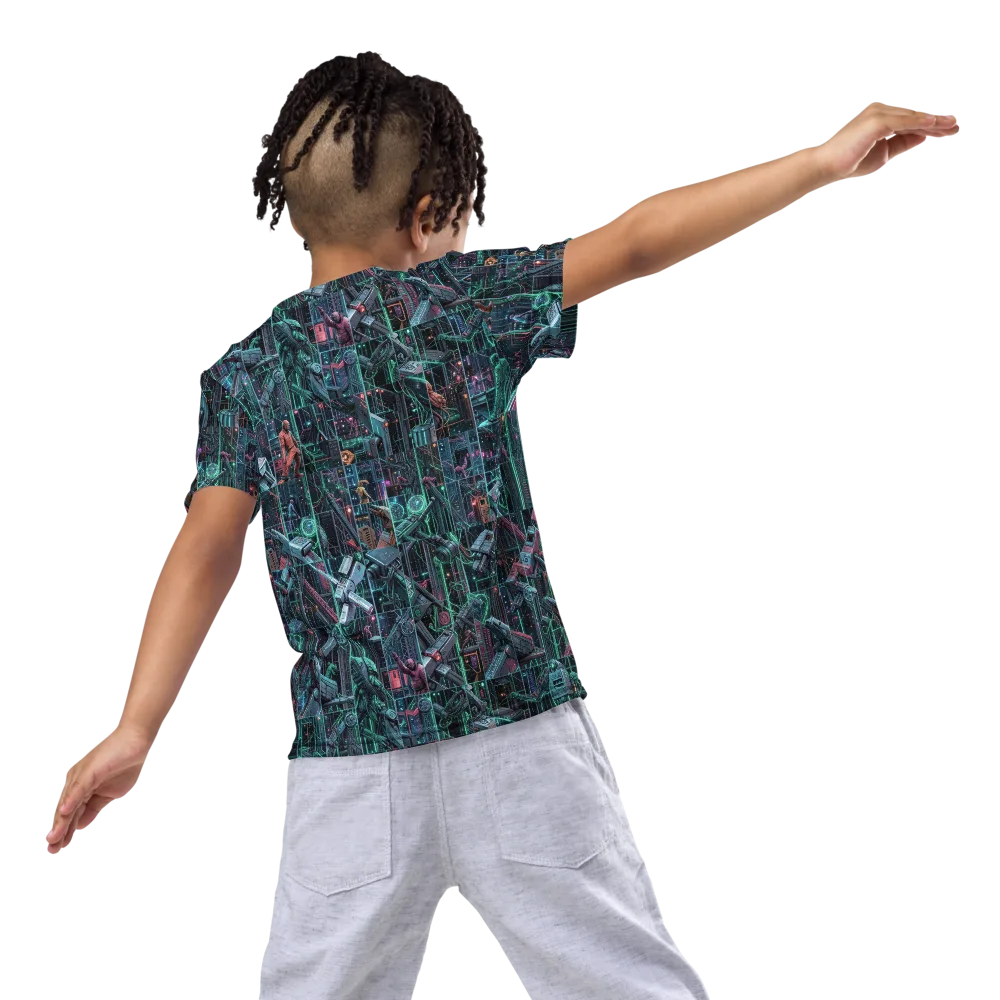 Circuit Nocturne on Kids Crew Neck T-Shirt — Back