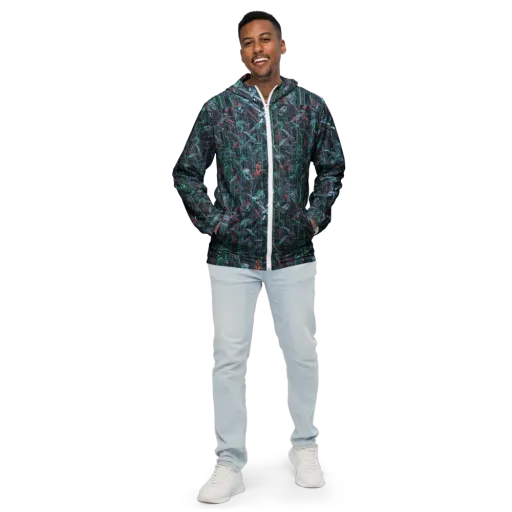 Circuit Nocturne on a Men's Windbreaker
