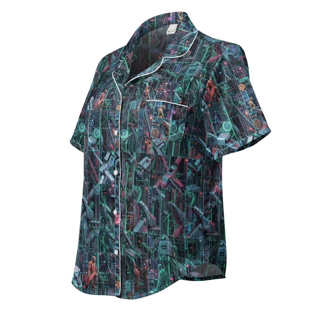 Circuit Nocturne on Women's Short Sleeve Pajama Top — Left Front