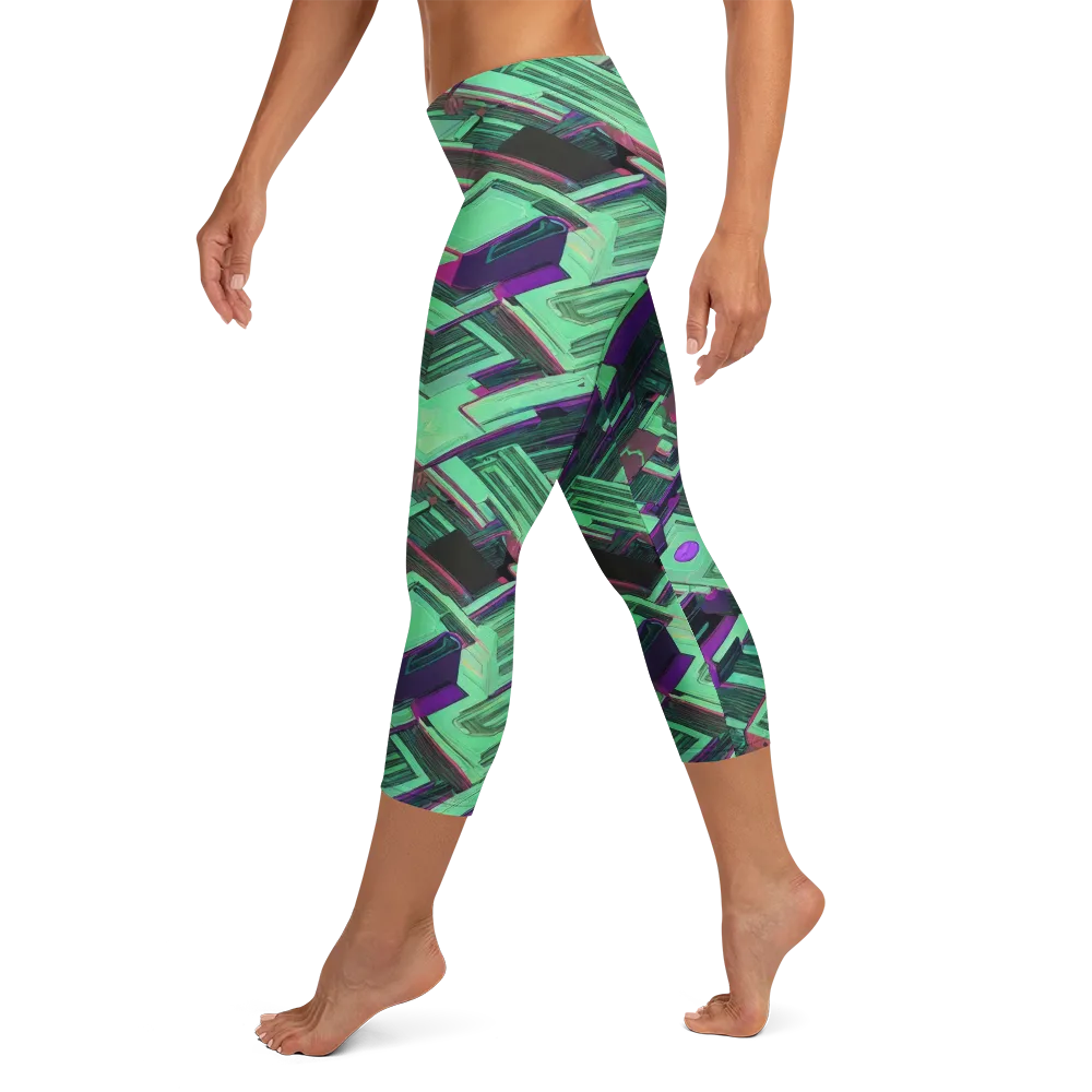 Prismatic Press on Capri Leggings — Left