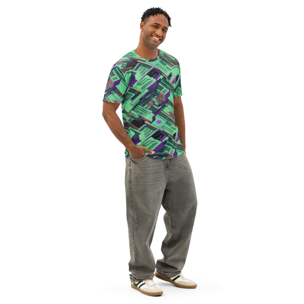 Prismatic Press on Men's Cotton Crew Neck T-Shirt — Right Front