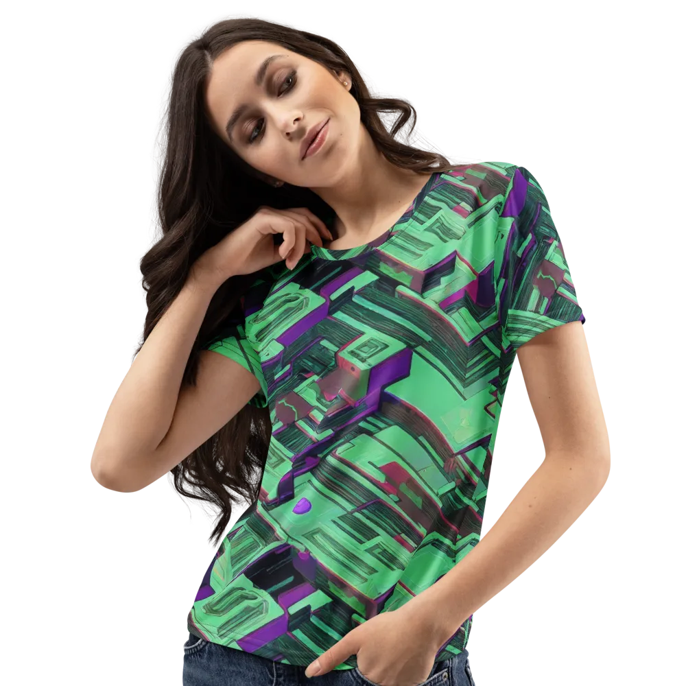 Prismatic Press on Women's Crew Neck T-Shirt — Left Front