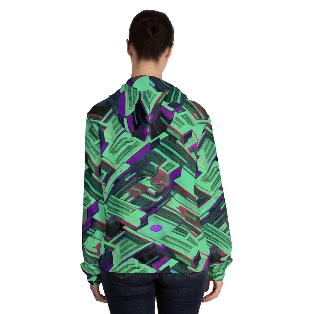 Prismatic Press on Women's Full-Zip Hoodie — Back On Person
