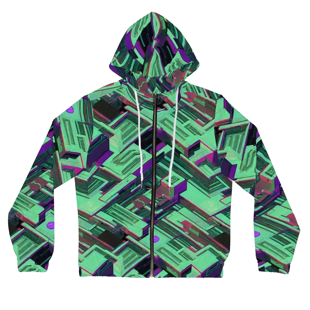 Prismatic Press on Women's Full-Zip Hoodie — Front