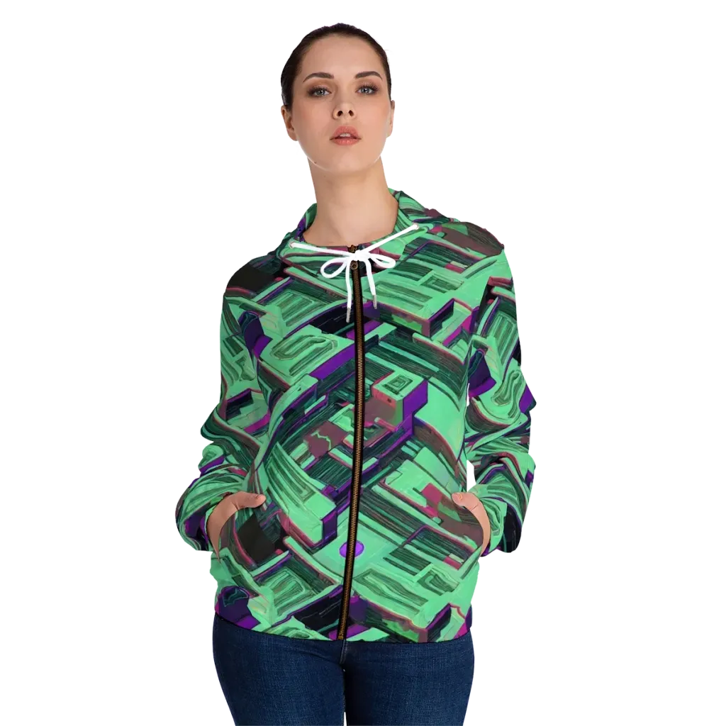 Prismatic Press on Women's Full-Zip Hoodie — Front On Person