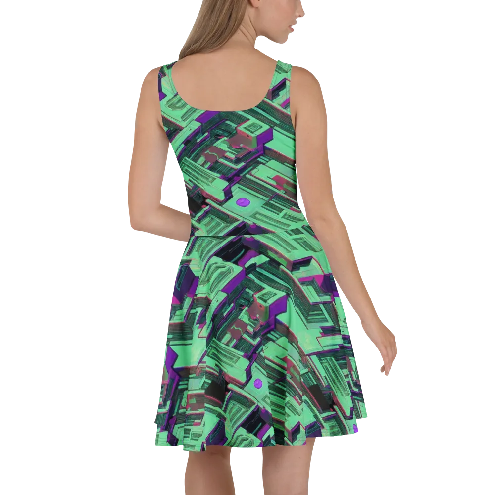 Prismatic Press on Skater Dress — Back