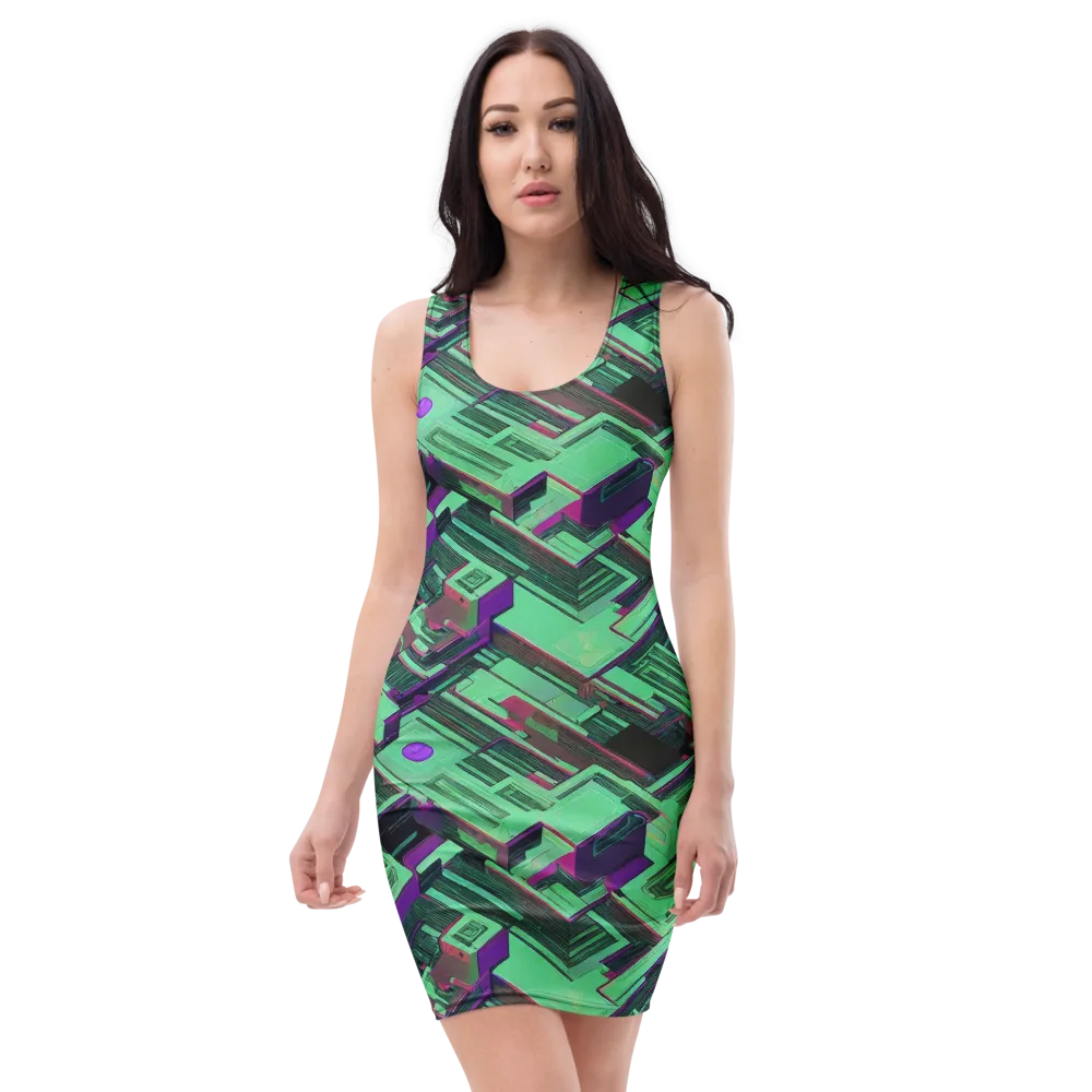 Prismatic Press on Bodycon Dress — Front