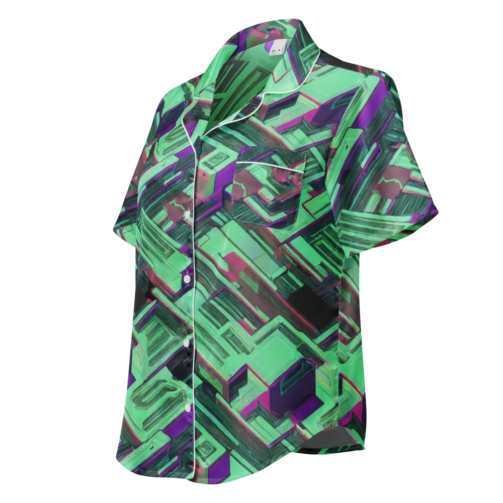 Prismatic Press on Women's Short Sleeve Pajama Top — Left Front