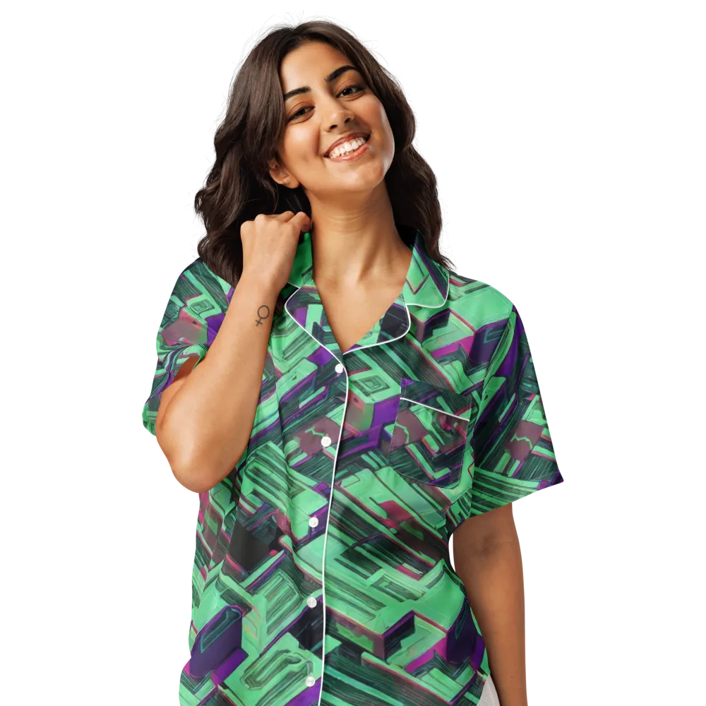 Prismatic Press on Women's Short Sleeve Pajama Top — Front