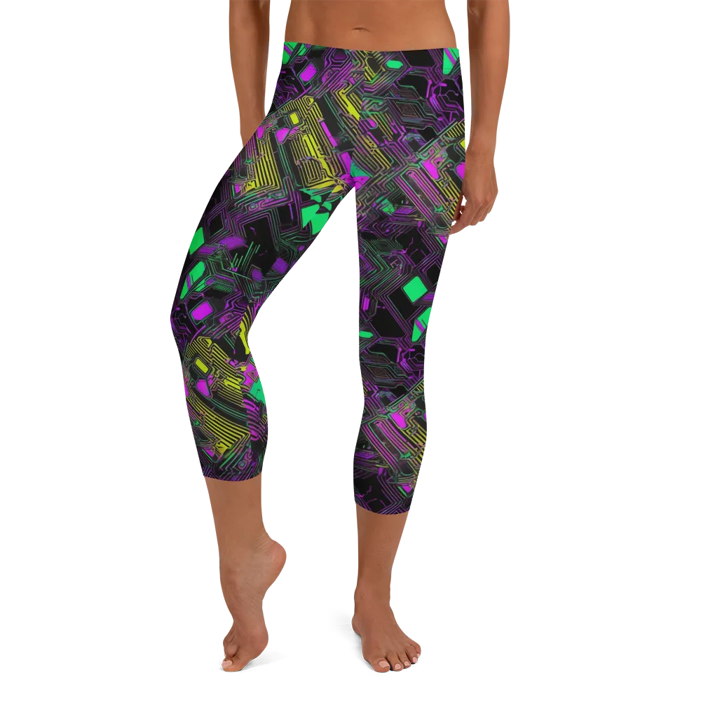 Night Voltage on Capri Leggings — Front