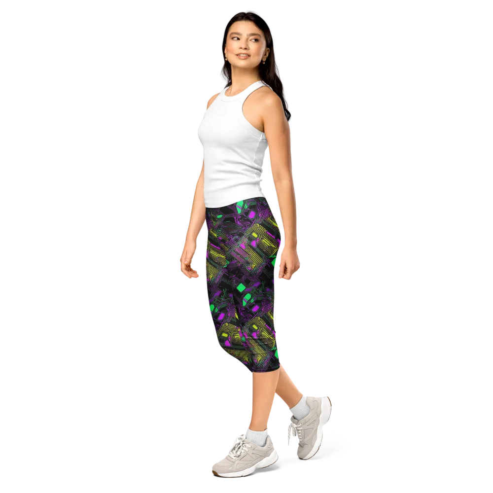 Night Voltage on Capri Leggings — Left Front