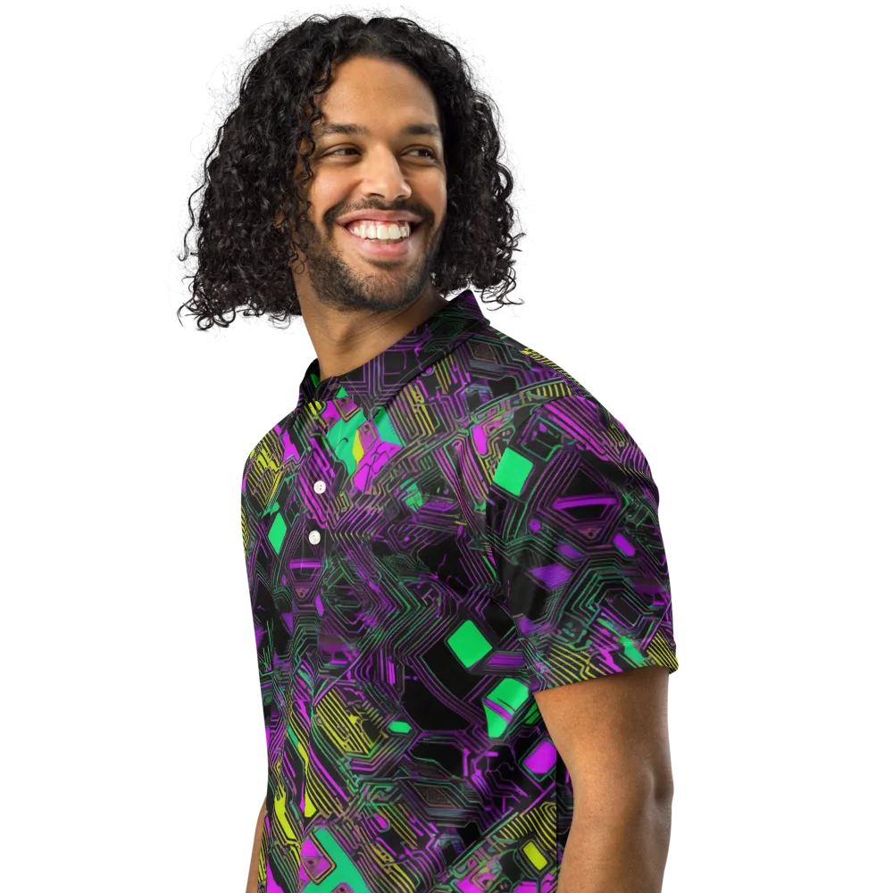 Night Voltage on Men's Slim Fit Polo Shirt — Left Front