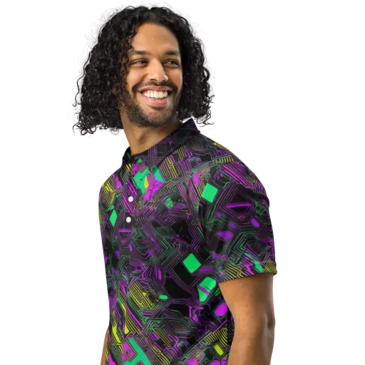 Night Voltage on a Men's Slim Fit Polo Shirt