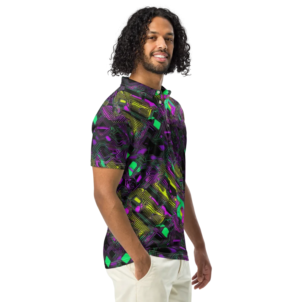 Night Voltage on Men's Slim Fit Polo Shirt — Right Front