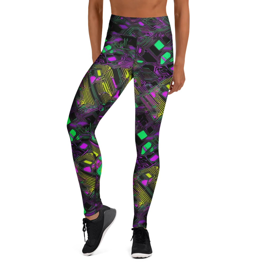 Night Voltage on Yoga Leggings — Front