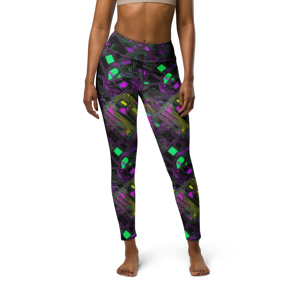 Night Voltage on Yoga Leggings — Front