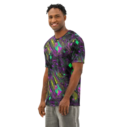 Night Voltage on a Men's Cotton Crew Neck T-Shirt