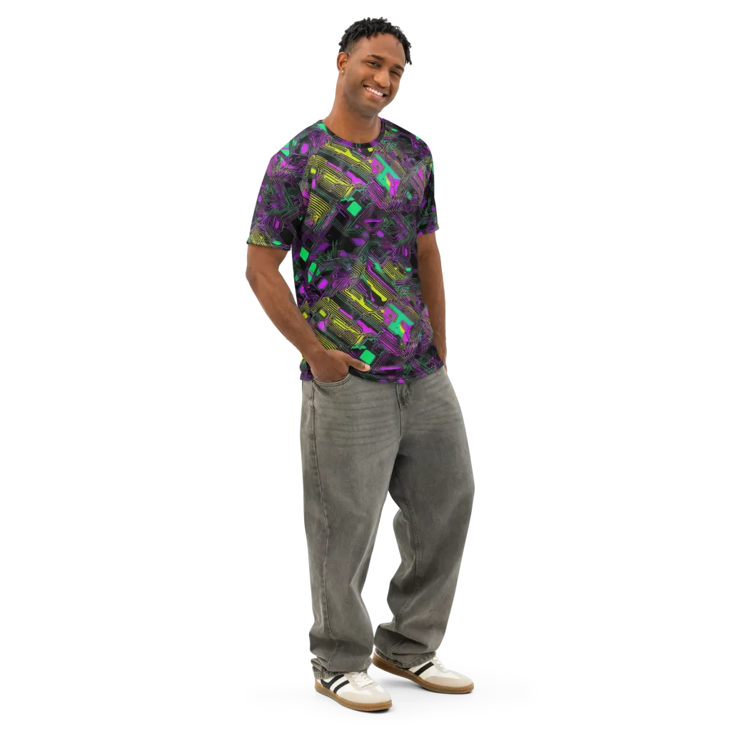 Night Voltage on Men's Cotton Crew Neck T-Shirt — Right Front