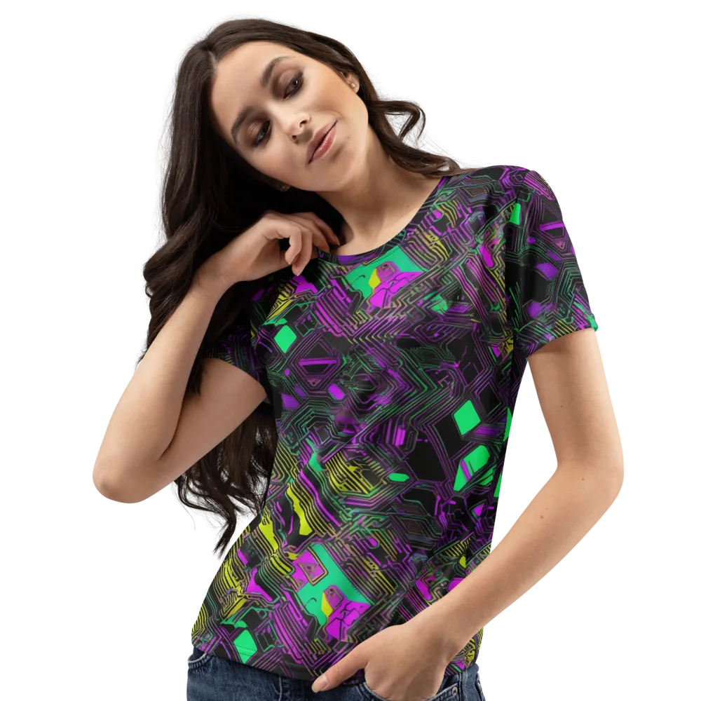Night Voltage on Women's Crew Neck T-Shirt — Left Front
