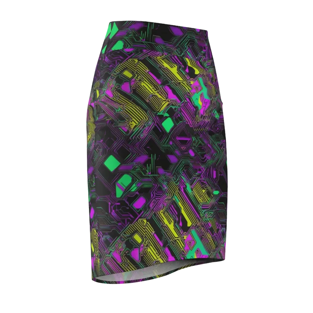 Night Voltage on Pencil Skirt — Front Side