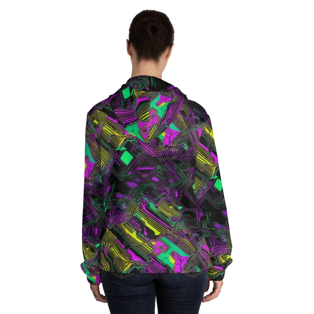 Night Voltage on Women's Full-Zip Hoodie — Back On Person
