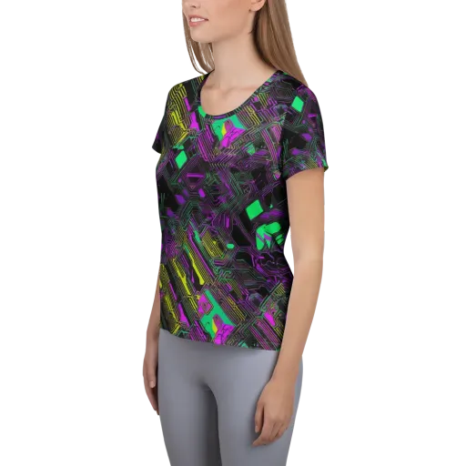Night Voltage on a Women's Athletic T-Shirt