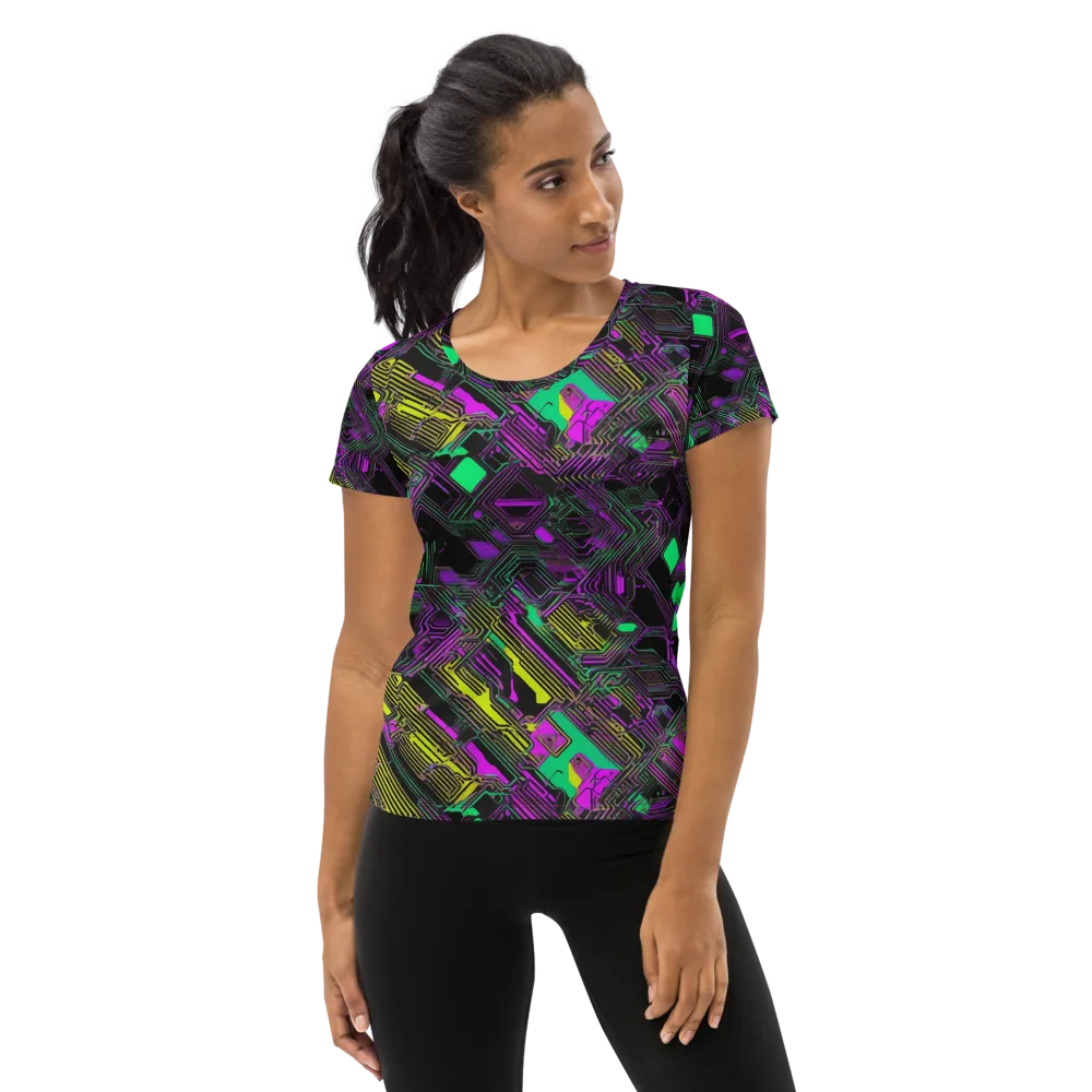Night Voltage on Women's Athletic T-Shirt — Front
