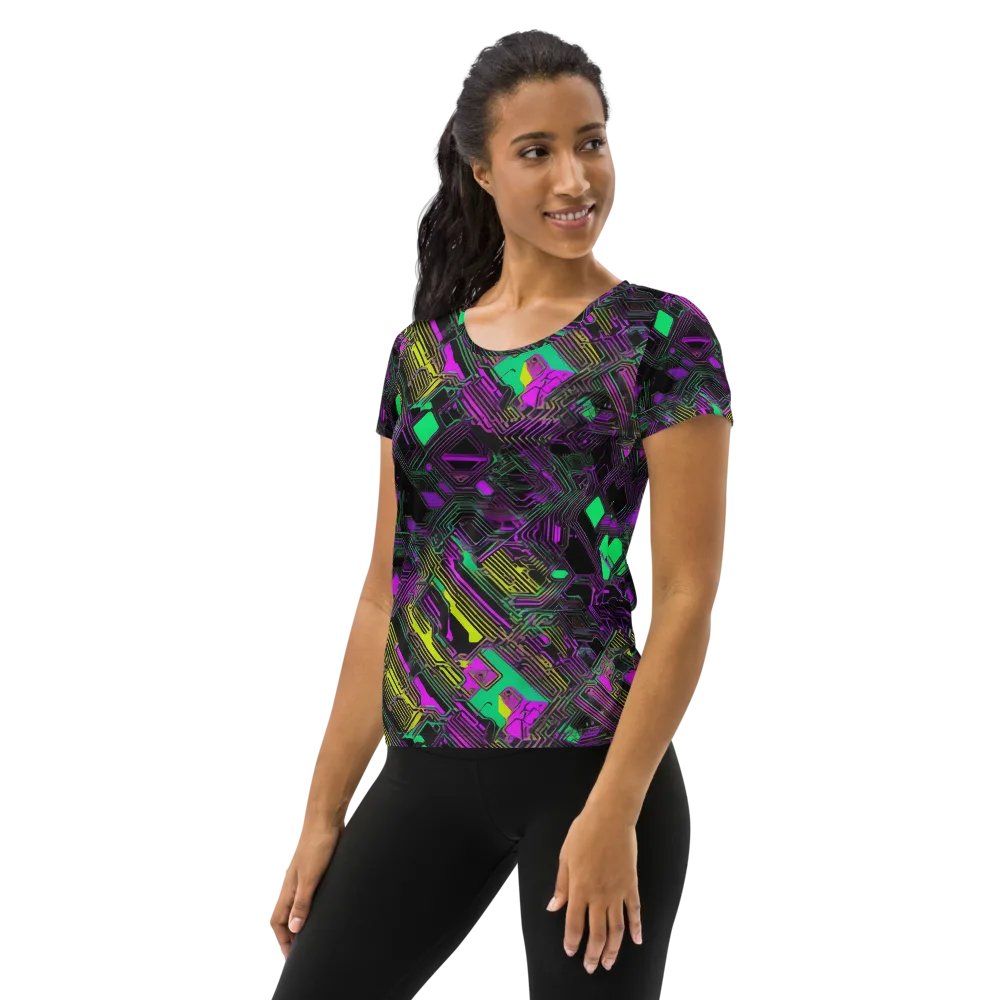 Night Voltage on Women's Athletic T-Shirt — Left