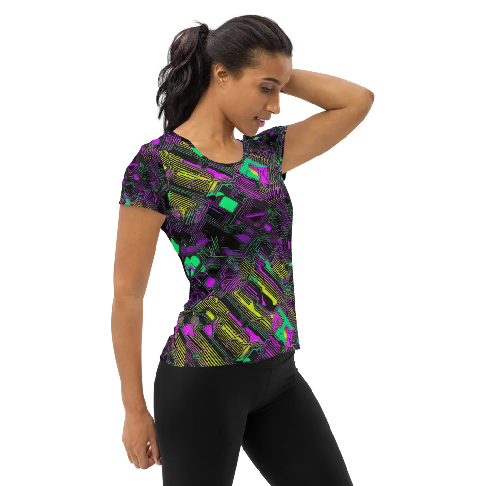 Night Voltage on Women's Athletic T-Shirt — Right