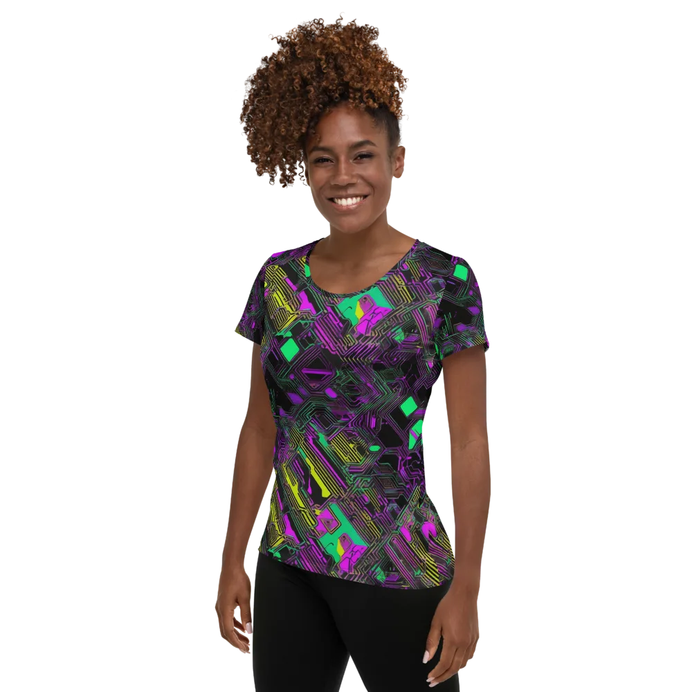 Night Voltage on Women's Athletic T-Shirt — Left