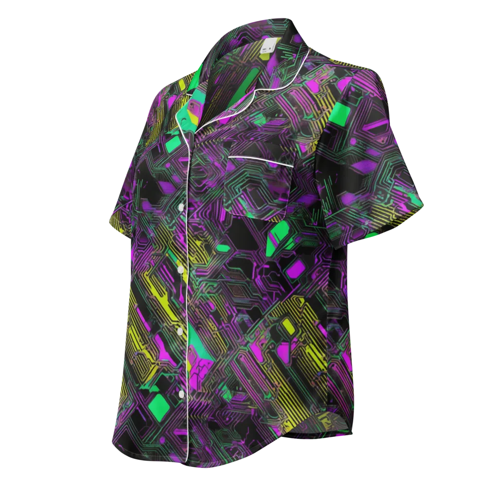 Night Voltage on Women's Short Sleeve Pajama Top — Left Front