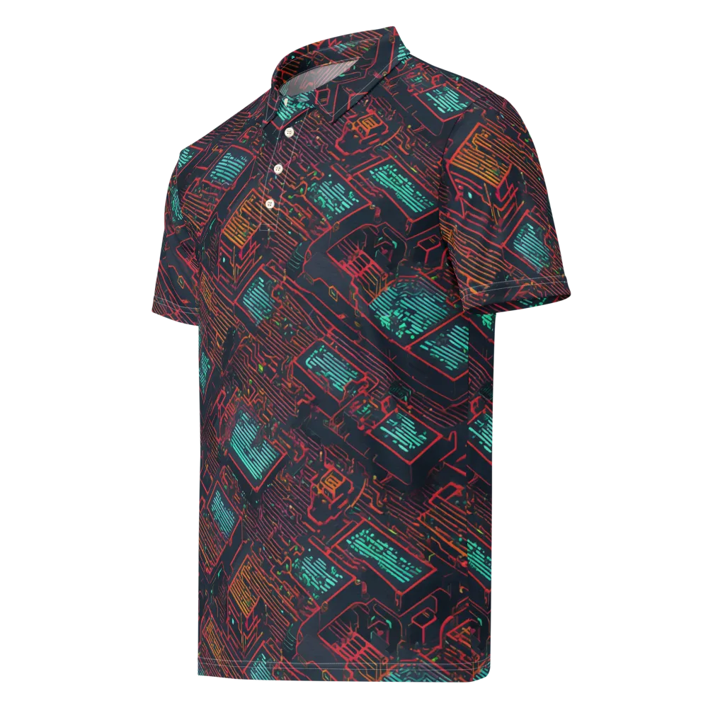 Midnight Motherboard on Men's Slim Fit Polo Shirt — Left Front
