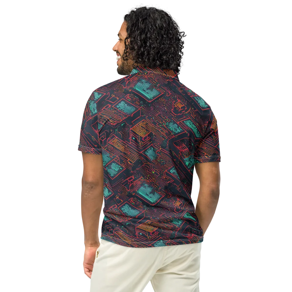 Midnight Motherboard on Men's Slim Fit Polo Shirt — Back