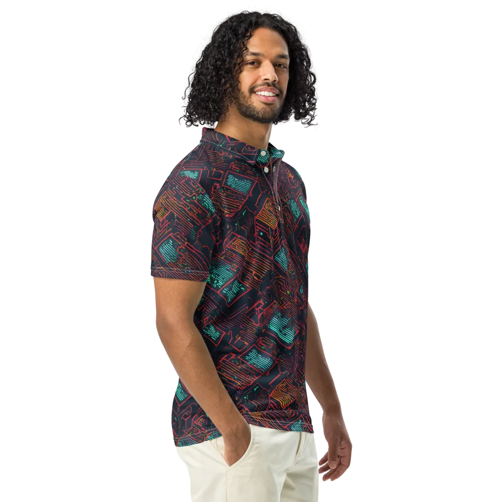 Midnight Motherboard on Men's Slim Fit Polo Shirt — Right Front